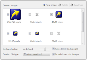 Icom from image configuration window. Icom from image configuration window.