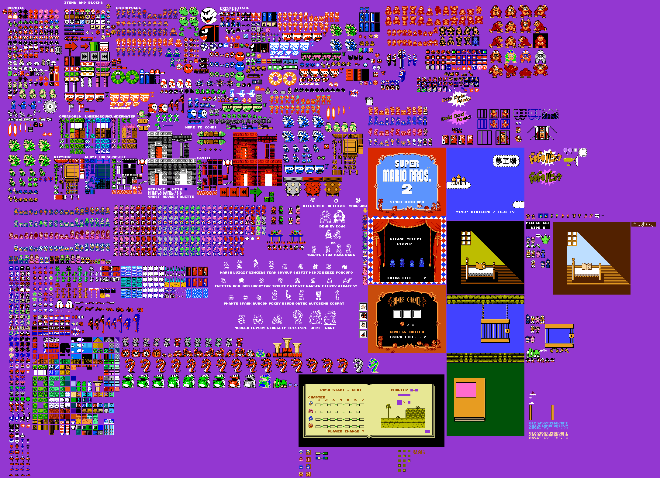 Super Mario Bros 2 Sprites (not complete, due to this being created in 2020 during the pandemic break where kids stay at home for school, because more sprites have been created after this.) Super Mario Bros 2 Sprites (not complete, due to this being created in 2020 during the pandemic break where kids stay at home for school, because more sprites have been created after this.)