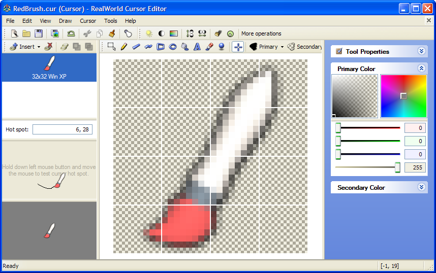 Static cursor created from image
